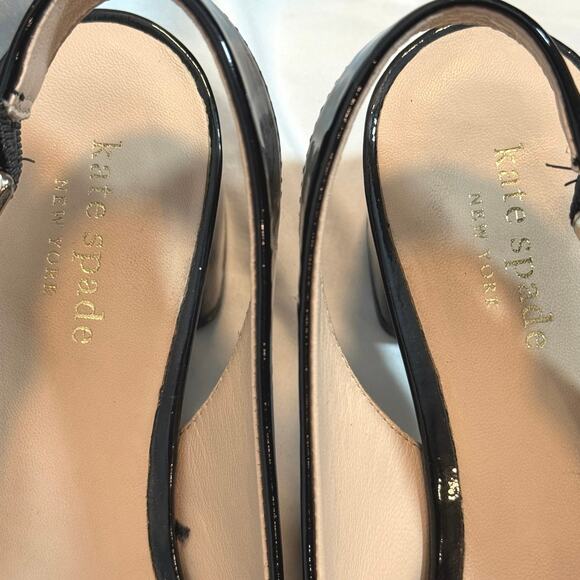 Kate Spade Women's Black Patent Mika Pointed Toe Slingback Pumps Heels 8M - Picture 4 of 7